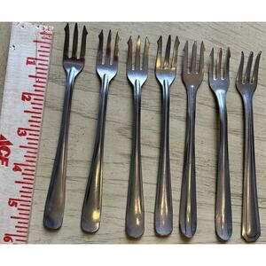 Set Of 7 Stainless Steel Forks Japan? Appetizer COCKTAIL SEAFOOD FORKS Flatware